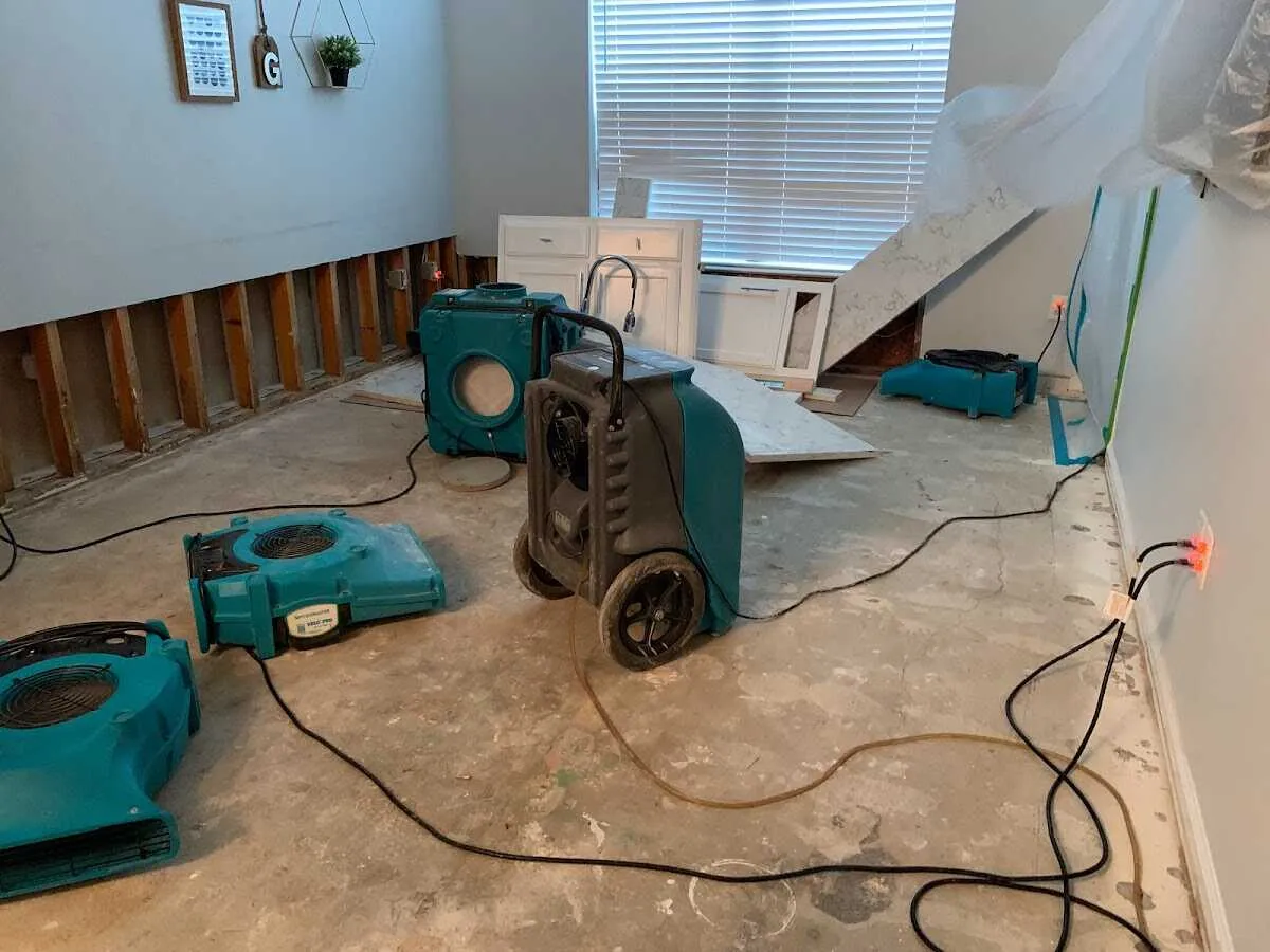 Dehumidifier in flood-cut room for Water Extraction & Removal in Central City